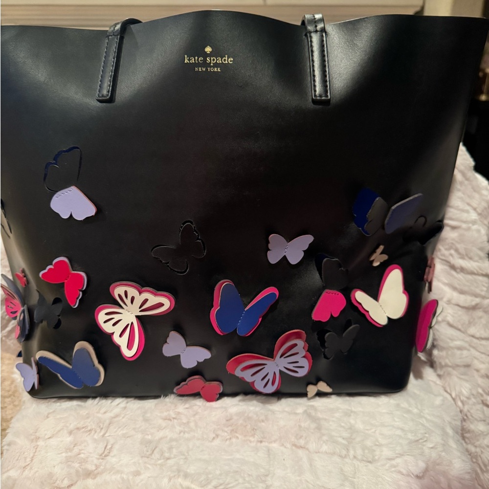 Kate Spade Black Tote with Colorful Butterflies